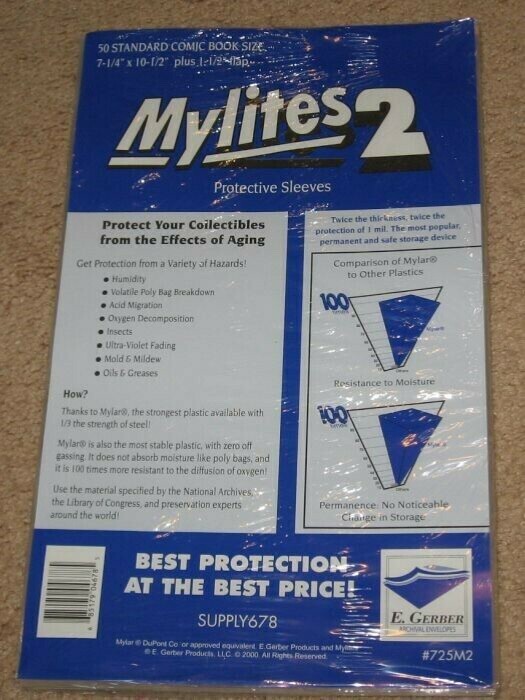 50 E Gerber Mylites 2 Mil Mylar Bronze Silver STANDARD Comic Book Bags sleeves