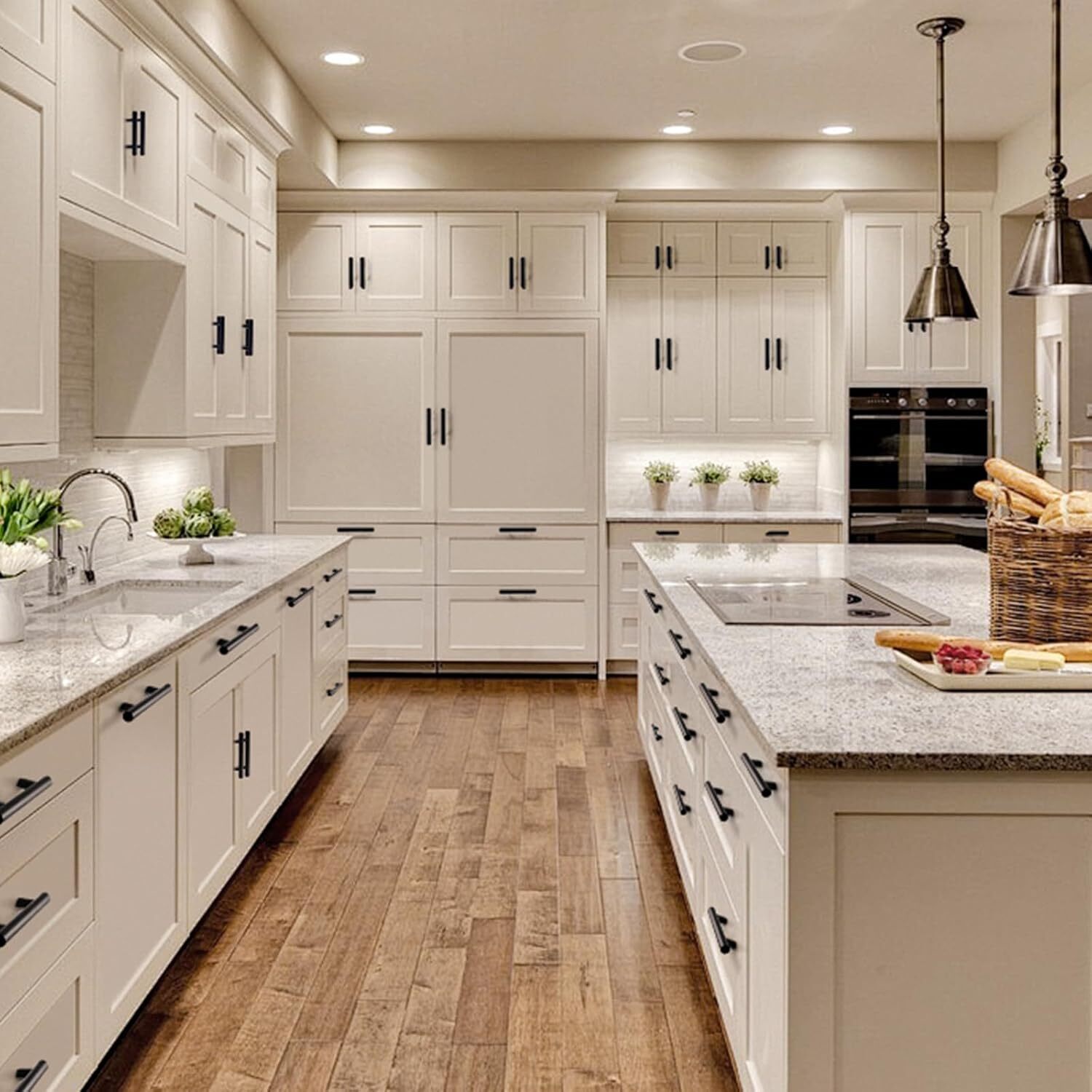 30 Pack Brushed Kitchen Cabinet Pull Stainless Steel Black Drawer T-Bar Handles