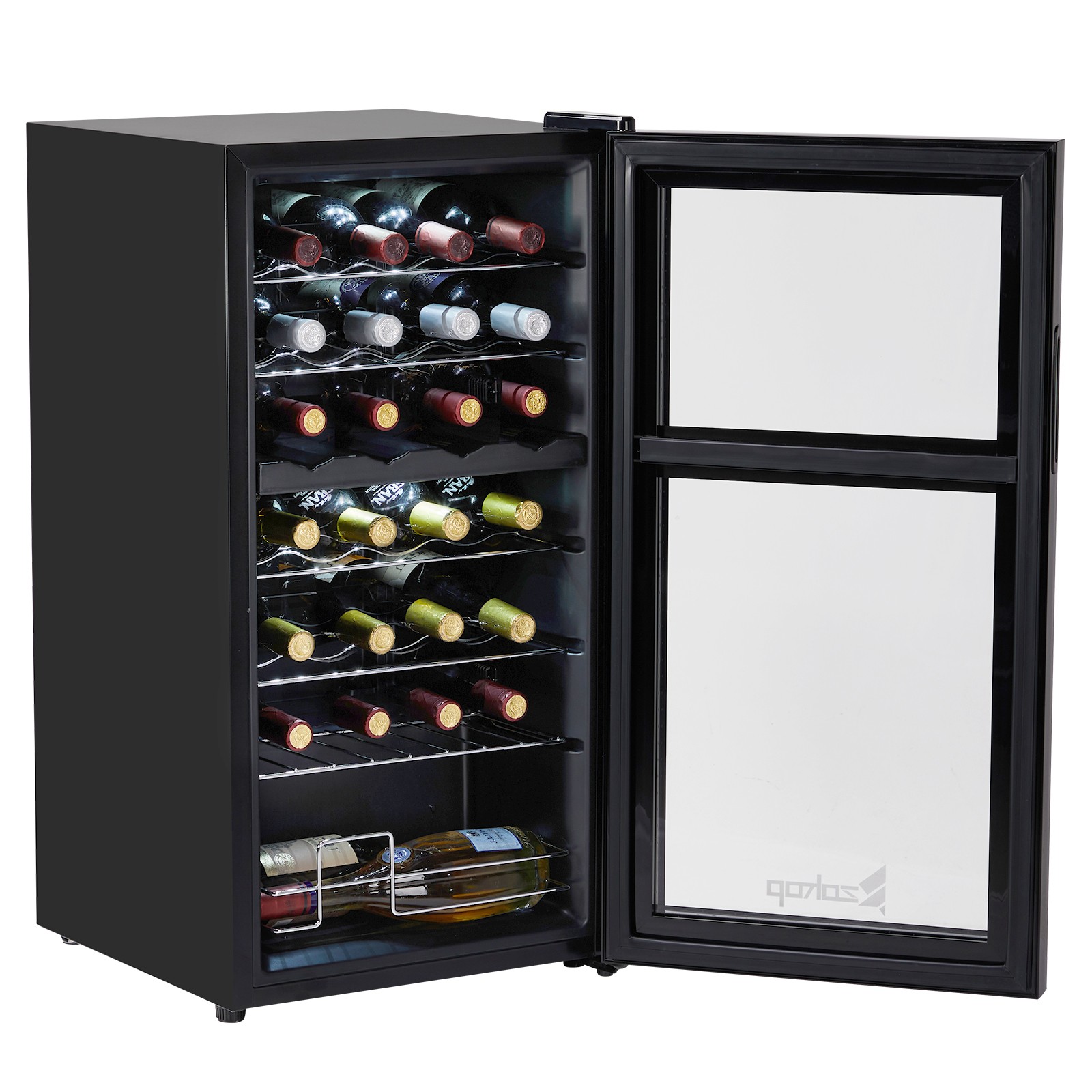 28 Bottle Wine Fridge Freestanding Compressor Wine Cooler Refrigerator, Beverage