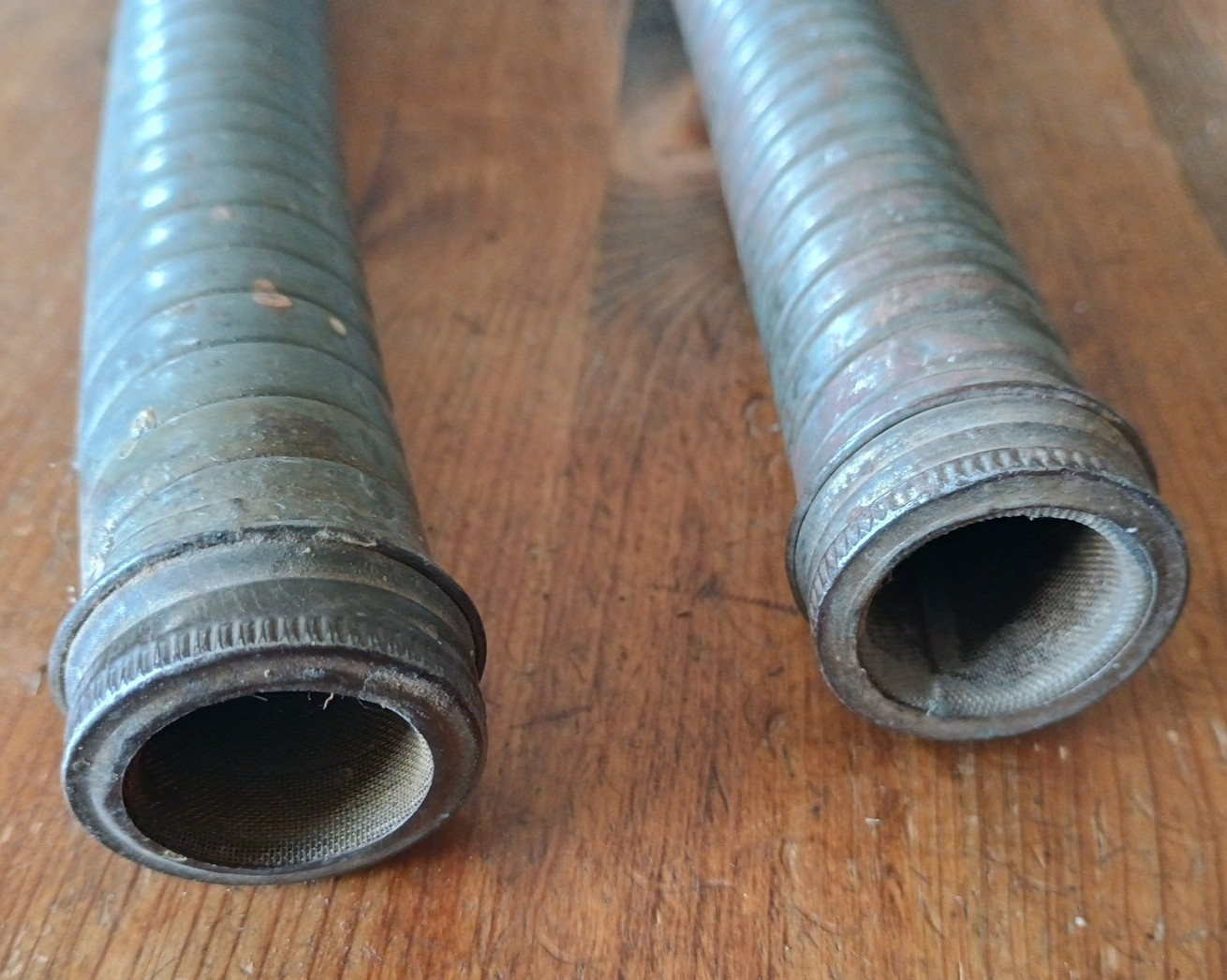 Lot of 2 Vintage Jerry Gas Can Flex Nozzle Spout w/ Screen Cap US Military Clamp