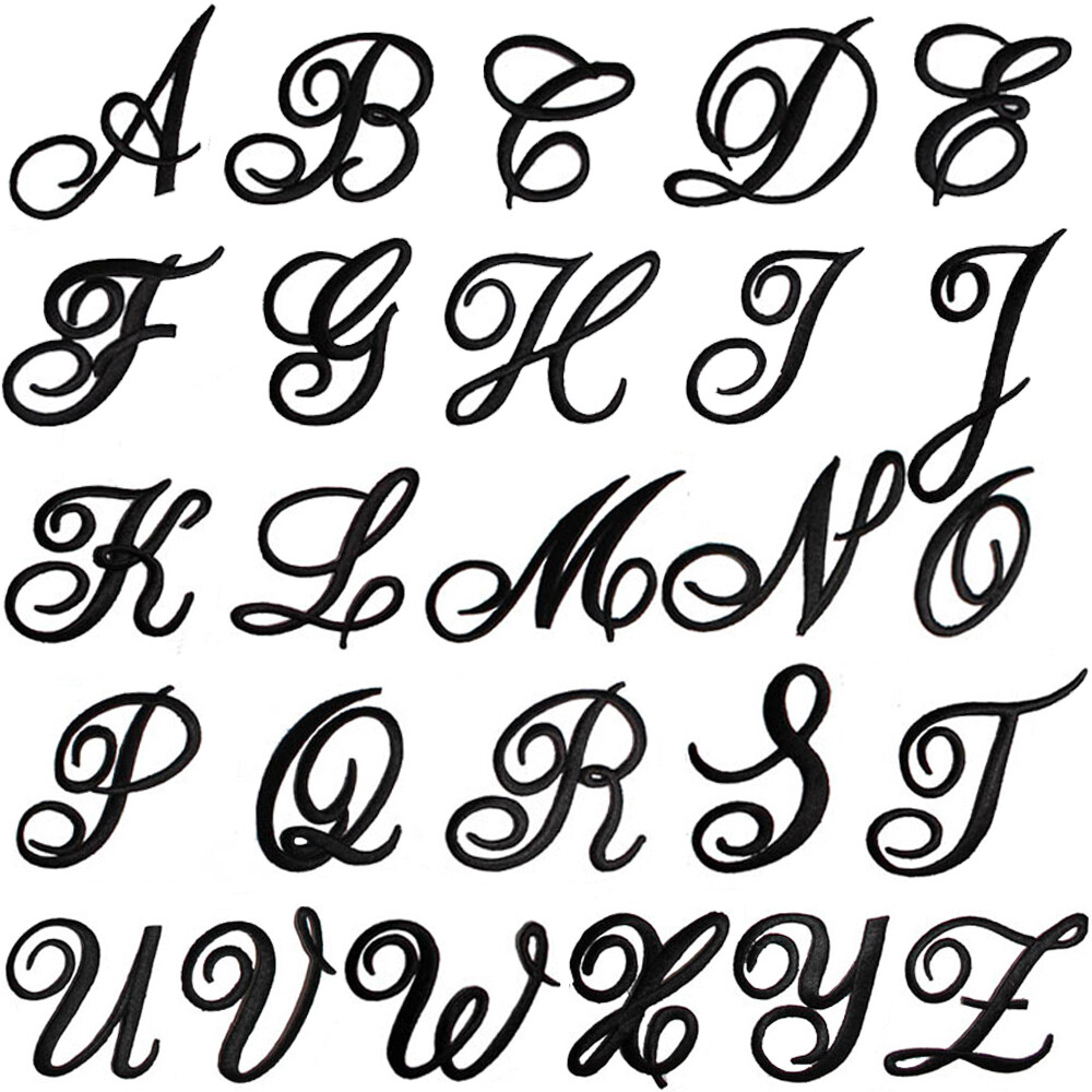 Iron On Script Letter Patches, Embroidered Monogram Letters, 3 Colors USA Seller