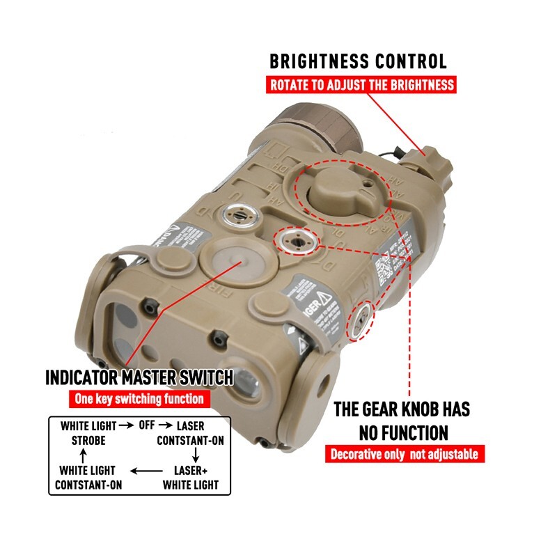 WADSN Tactical NGAL Green Blue Red Laser White LED Strobe Airsoft Aiming Sight