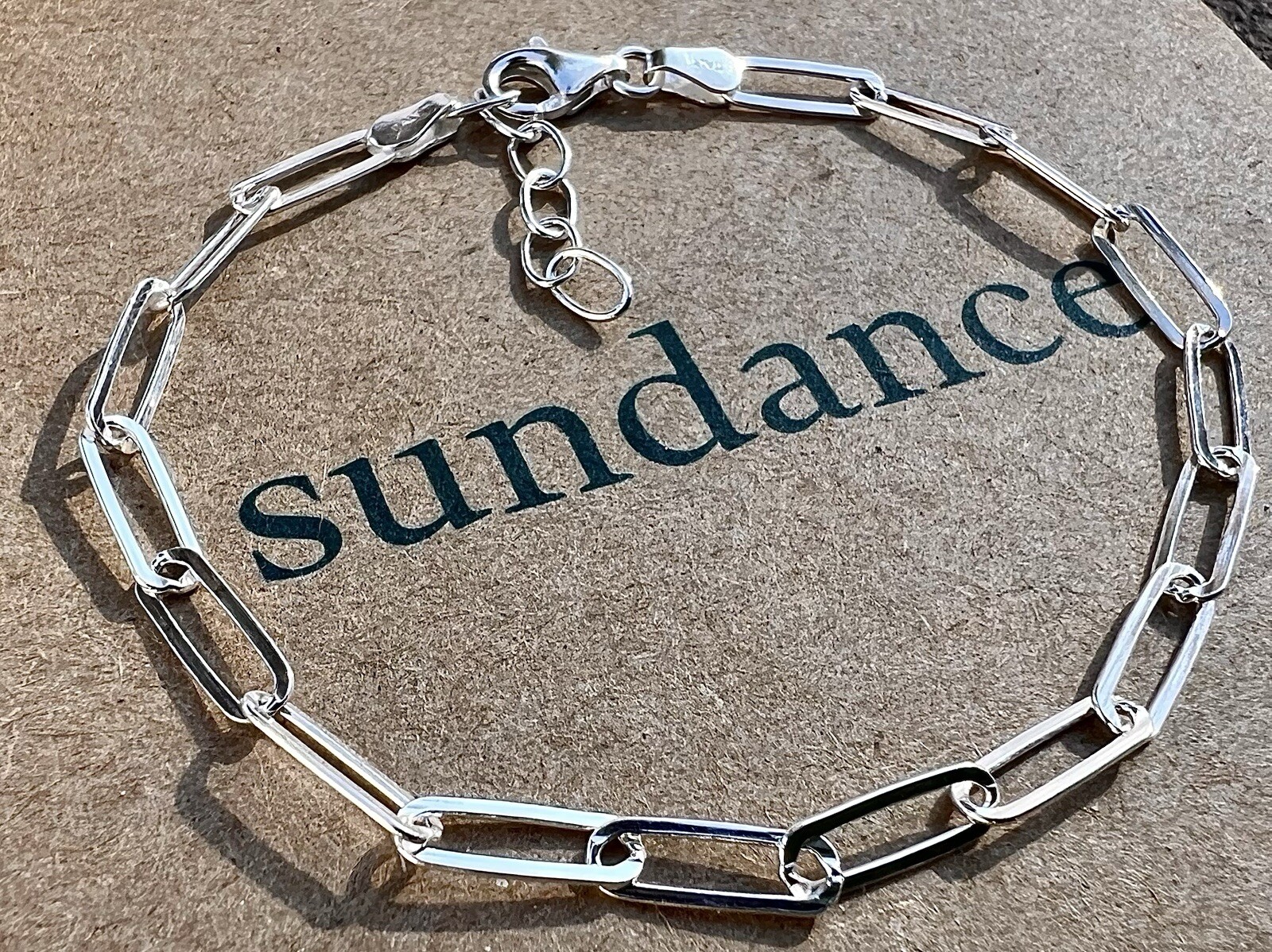 NEW $128 Sundance 7-8" Adjust. Sterling Silver Italy Paperclip 925 Link Bracelet