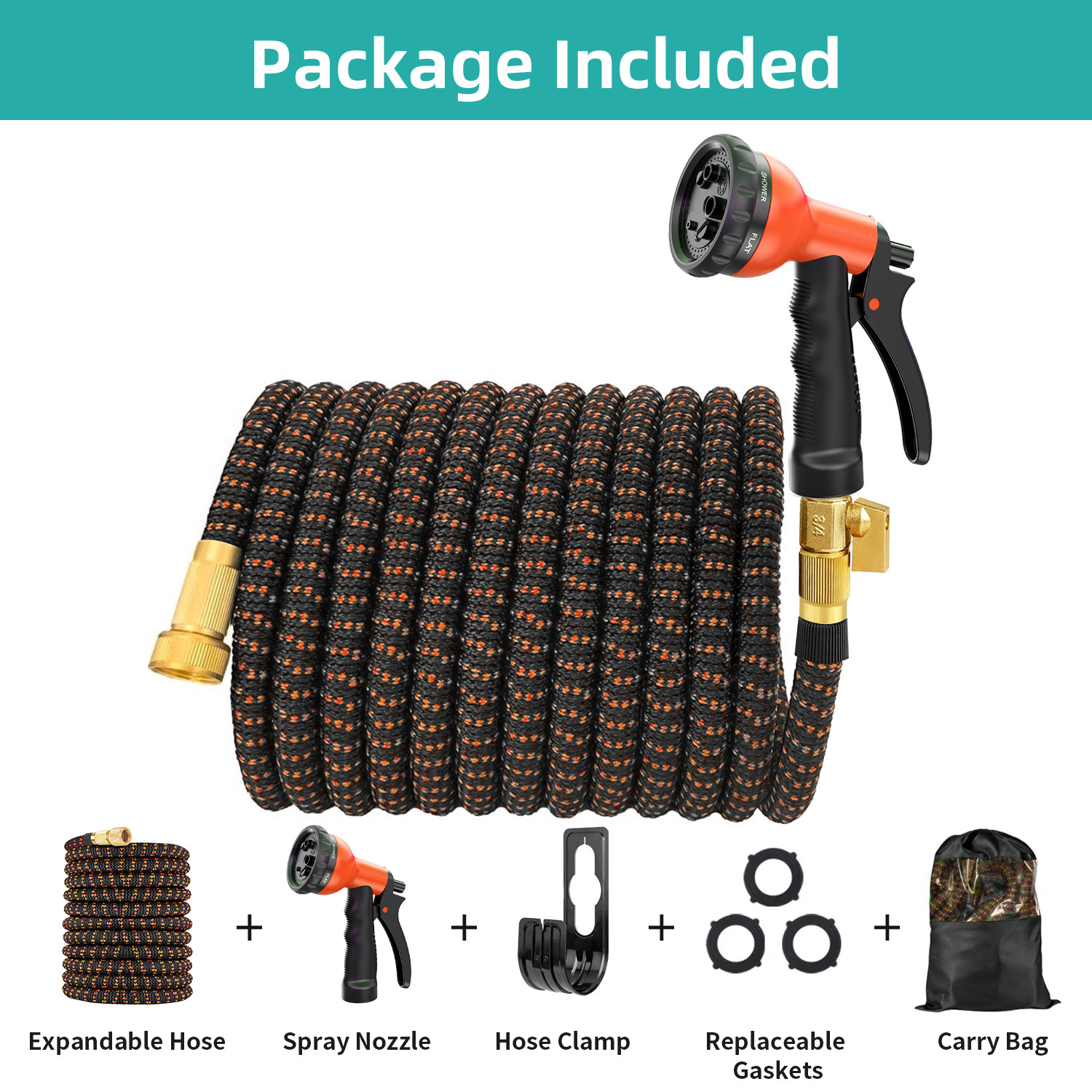 25ft / 50ft / 75ft / 100ft - Expanding Water Hose Garden Hose Anti-Kink Upgraded