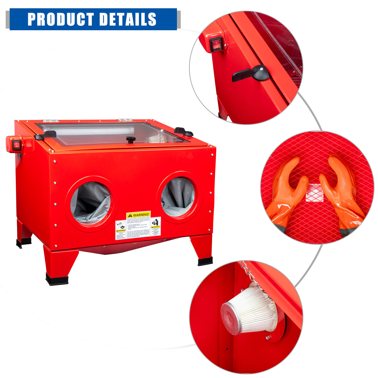 25 Gallons Bench Sandblast Cabinet Air Sand Blaster w/Gun Steel 40-80PSI