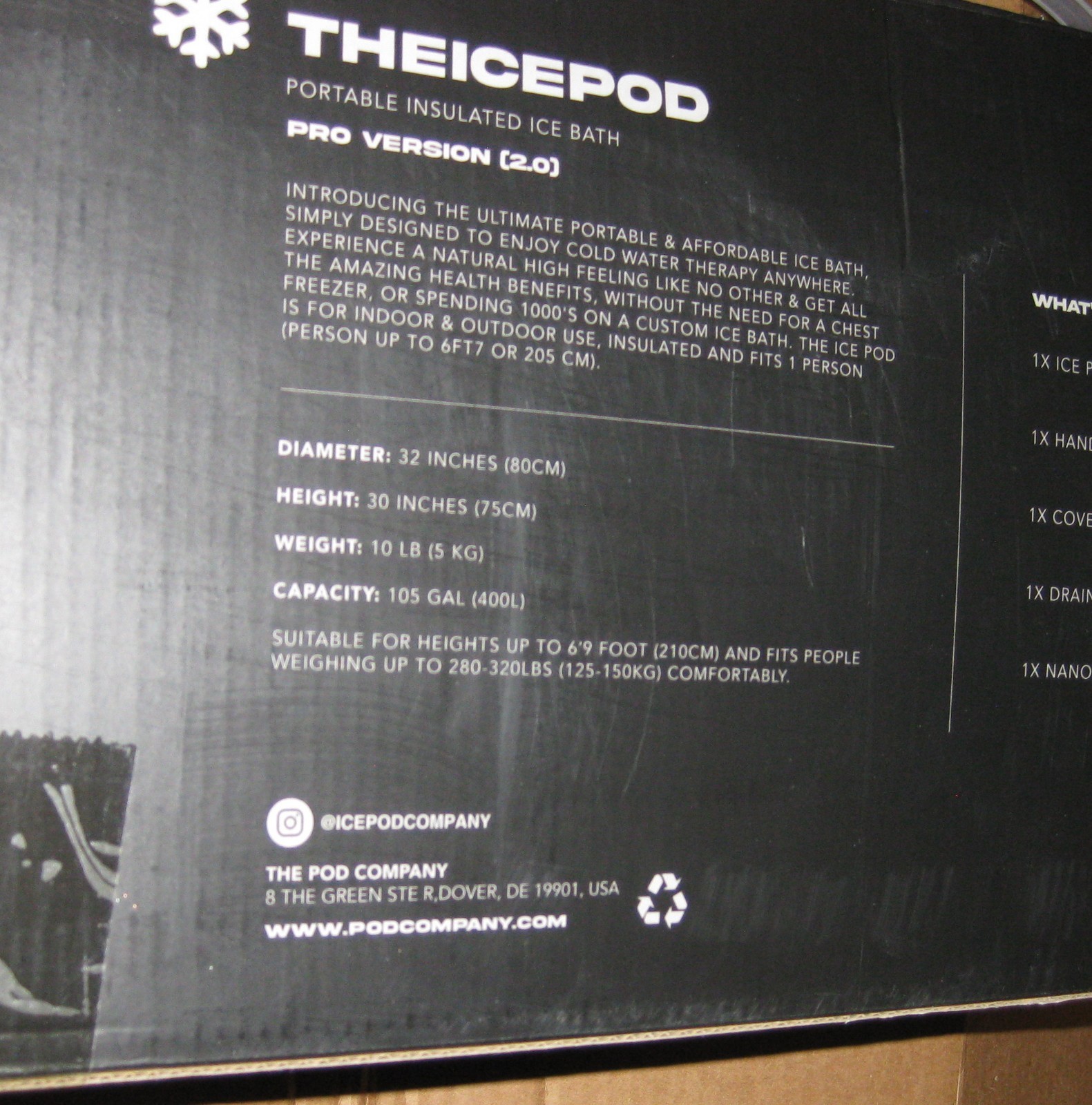 The POD Company Ice Pod Pro 2.0 Portable Cold Plunge Ice Bath (2 Valve) PLZ READ