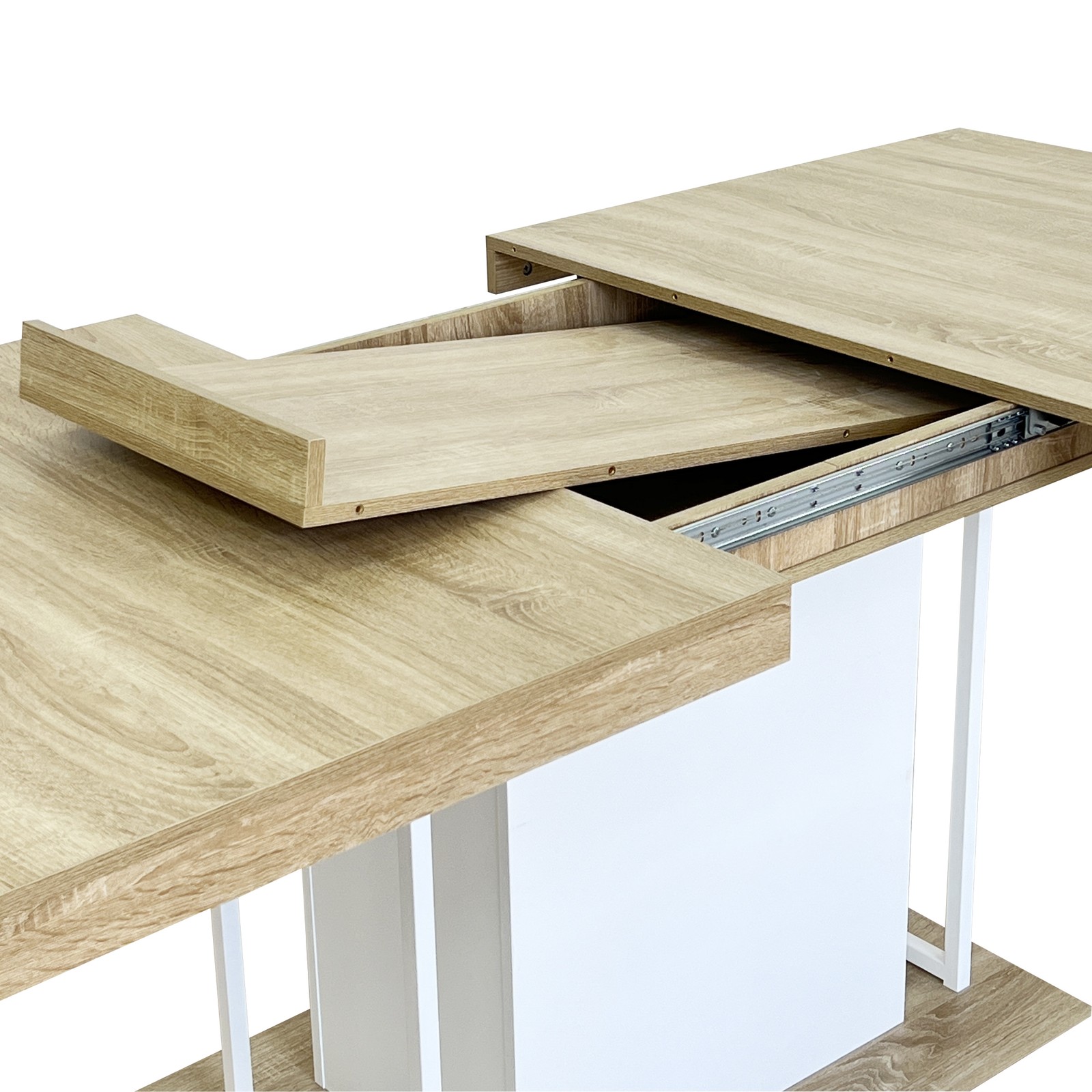 Rectangle extendable dining table for 6-10 people aged effect wood 160-200 cm