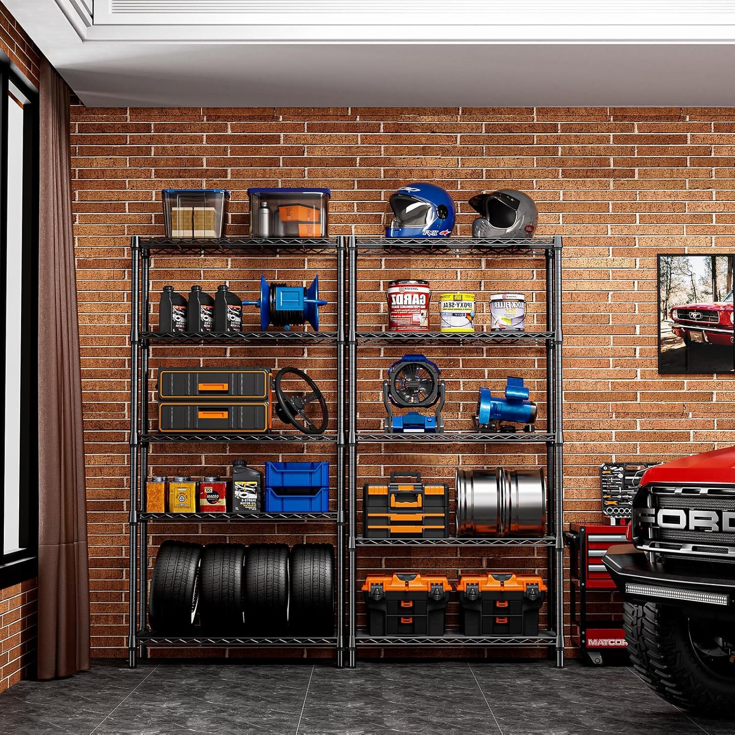 5 Tier Heavy Duty Shelving Unit Wire Shelf Rack Garage Storage 13.8"x35.4"x70.4"