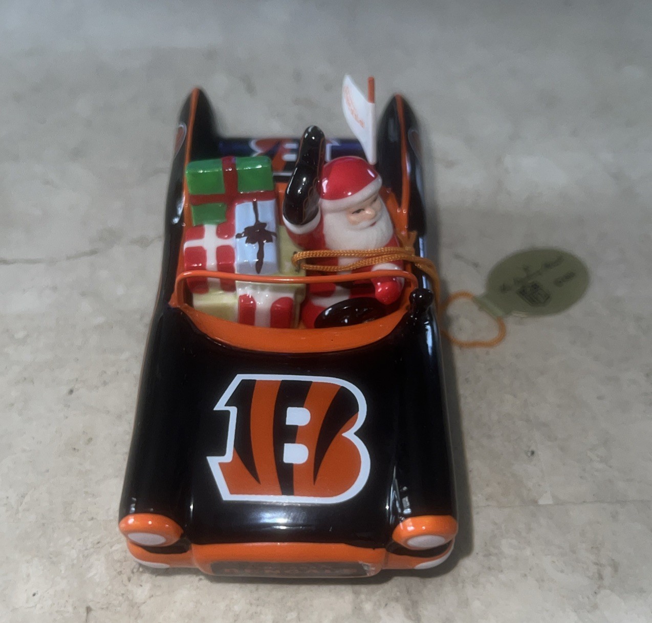 The Danbury Mint Cincinnati Bengals Porcelain Victory Car Christmas Ornament