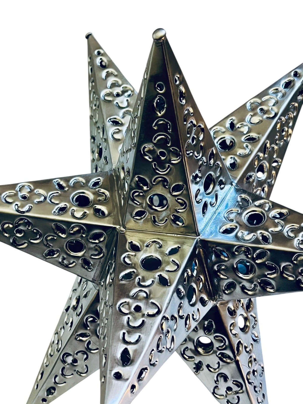 Moravian Tin STAR , Mexican Xmas TREE TOPPER 11" Estrella