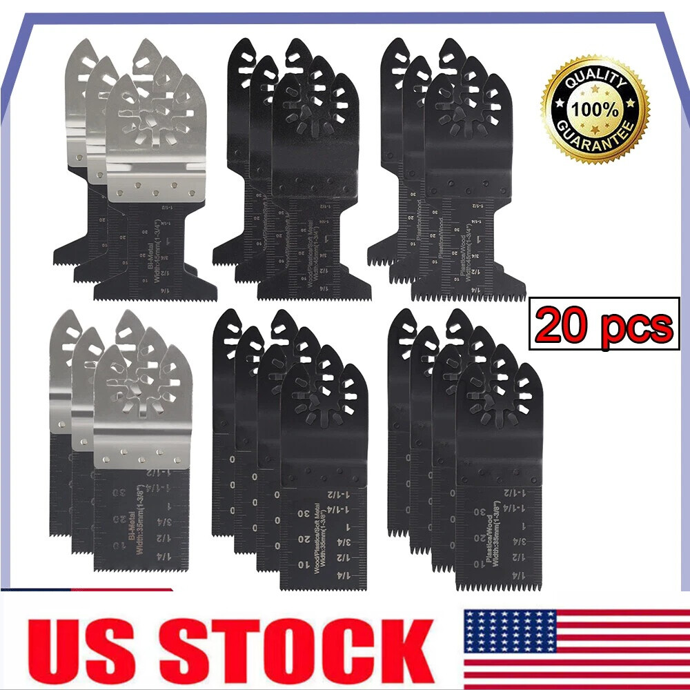 20Pcs Oscillating Multi Tool Saw Blades Wood Metal Cut Cutter For Dewalt Fein