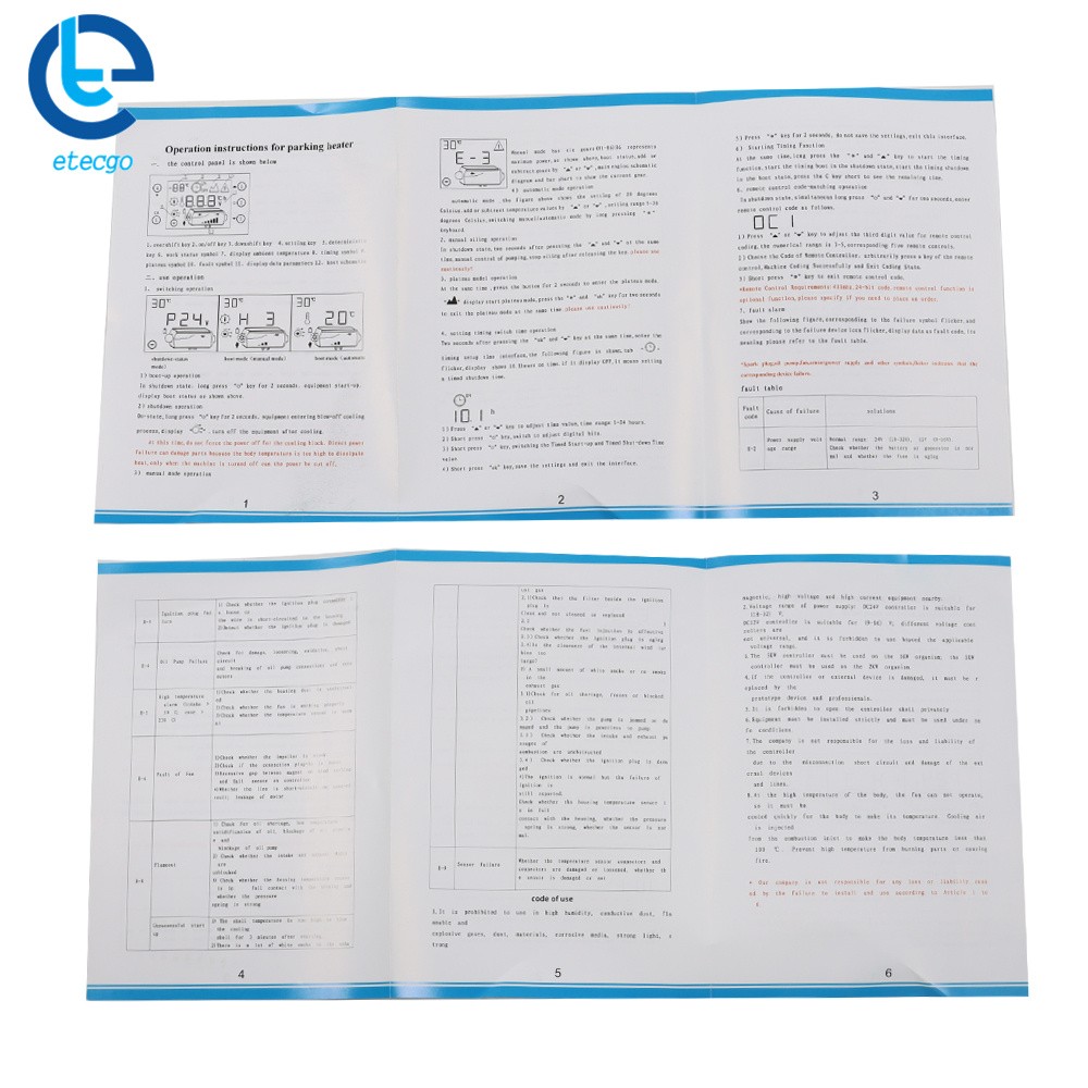 Diesel Air Heater 12V 5KW LCD Display Remote Control for Car Bus RV Garage