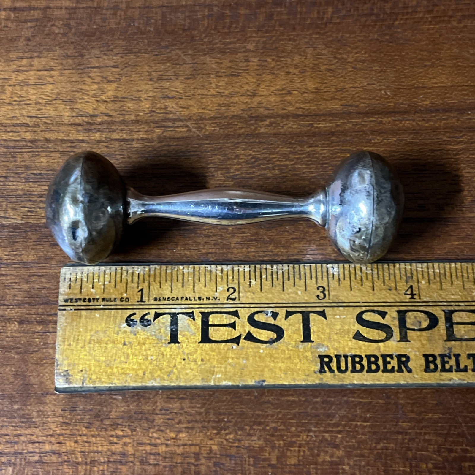 VTG 1930s-40s WEB Sterling Silver Baby Rattle Dumbbell 24 Grams