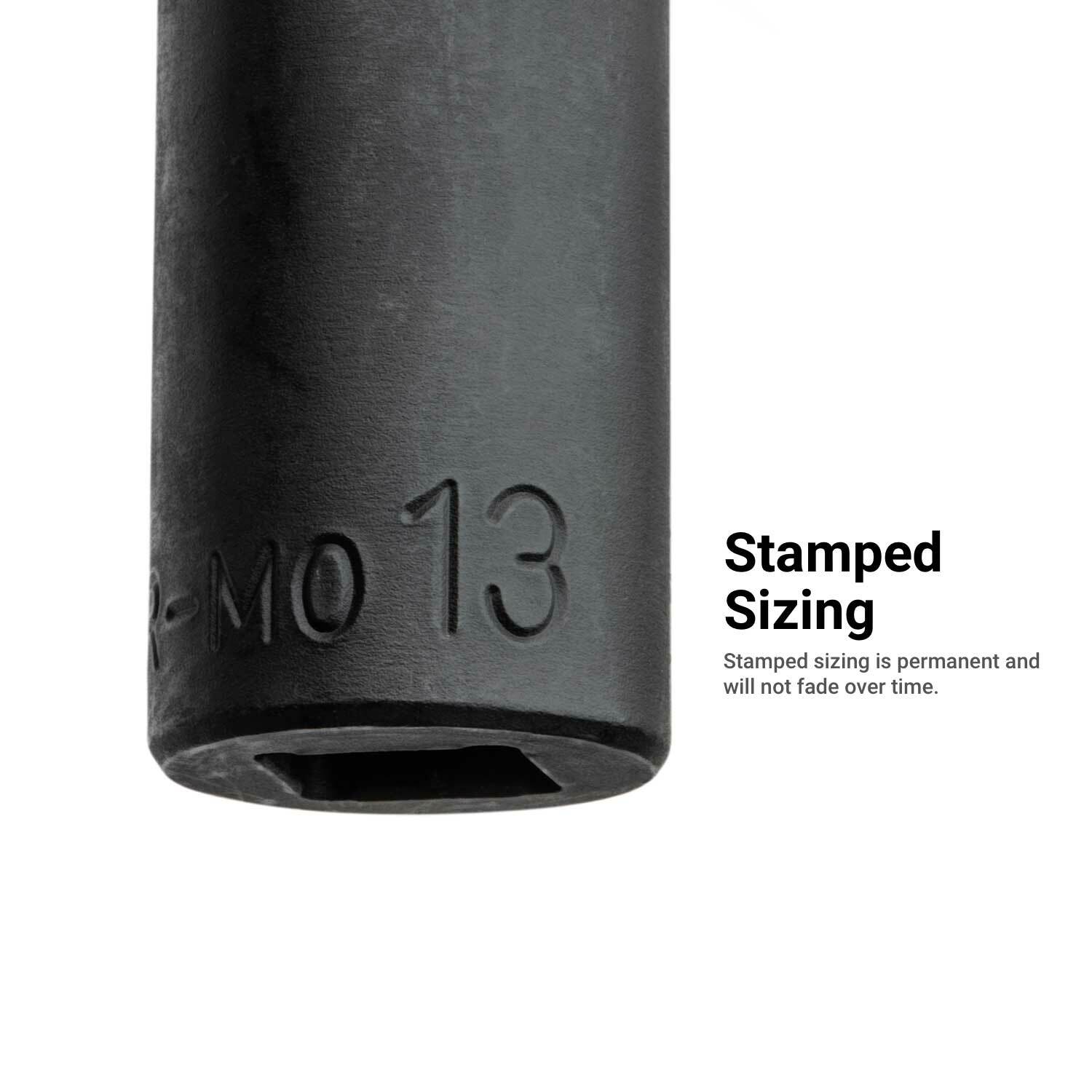 Capri Tools 3/8 in. Drive Semi-Deep Impact Socket Set, Metric, 15-Piece