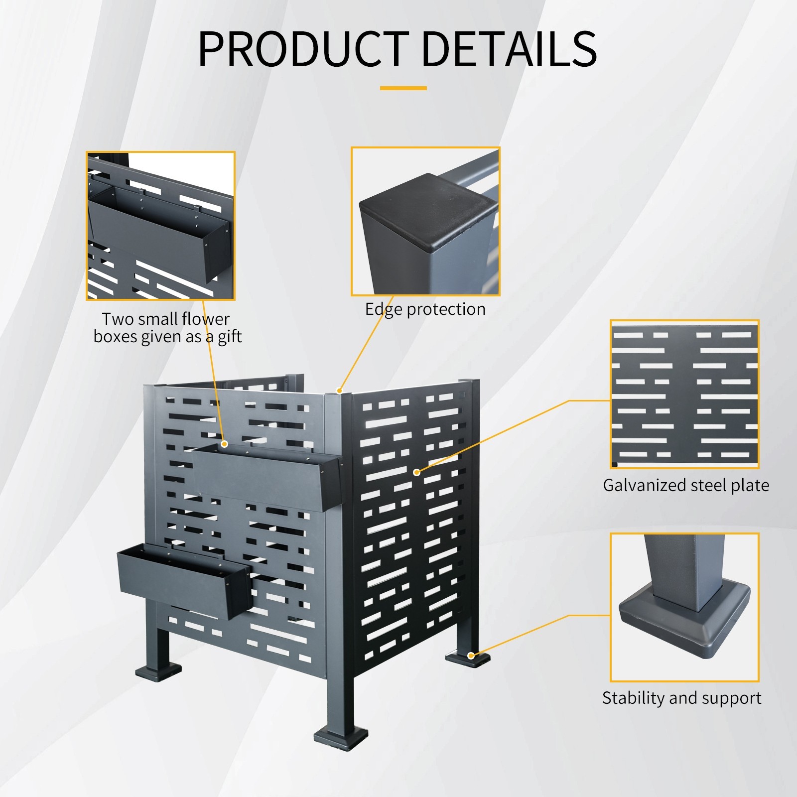 Air Conditioner Fence 3'x3' Metal Privacy Fence Cover for Outdoor Units Charcoal