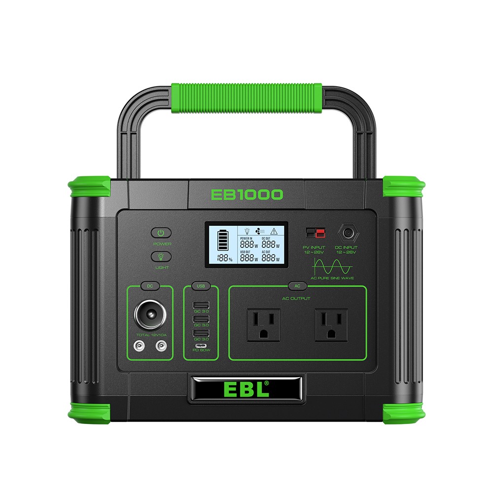 EBL 1000W/999Wh LiFePO4 Lithium Battery Portable Power Station Power Sup⁣ply