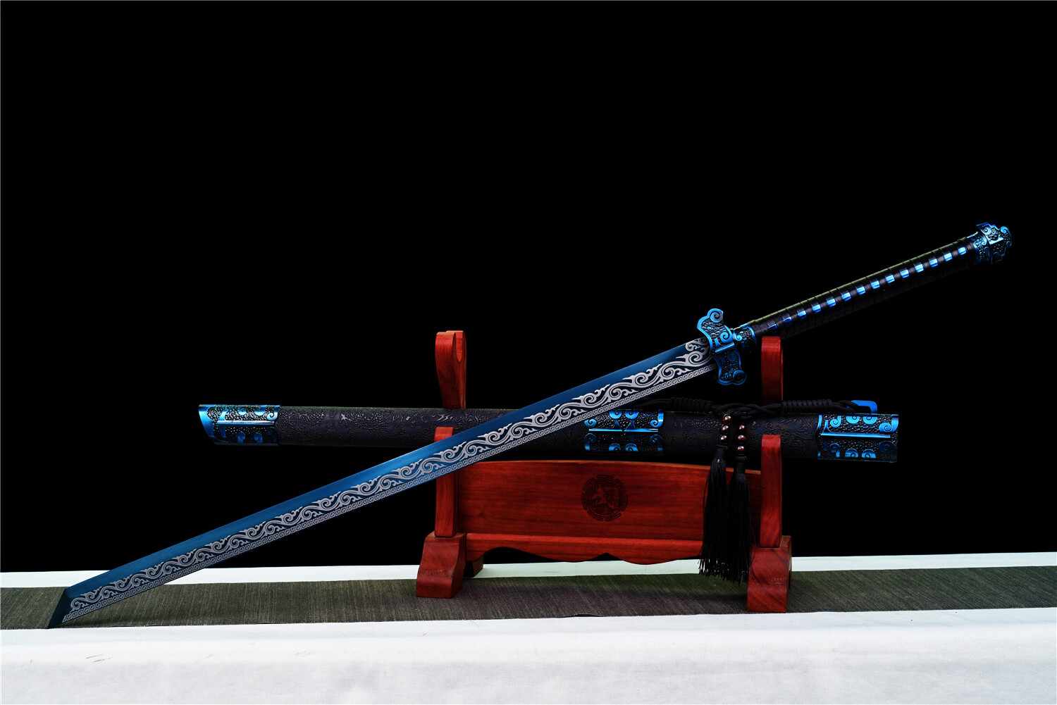 Sharp Blue Ninja Sword Straight Functional Broadsword Japanese Katana 1095Steel