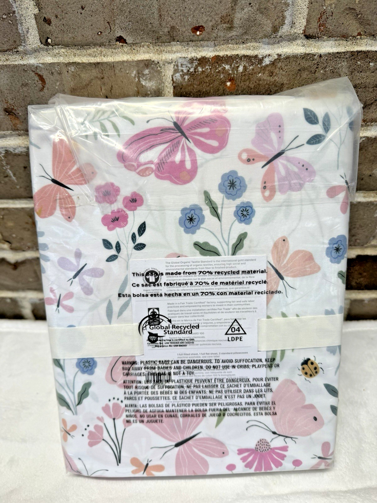 Pottery Barn Kids Wildflower Butterfly Organic Sheet Set Full Size 4 pc Set NWT