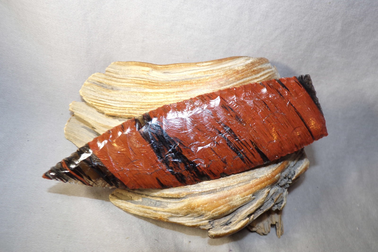Tiger Stripe Mahogany Obsidian Paleo Blade Flint Knapping Black Powder