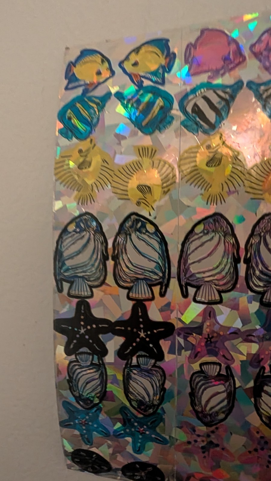 Vintage Stickers Early Sandylion ?? Prism Dolphins Fish Starfish Large Sheet