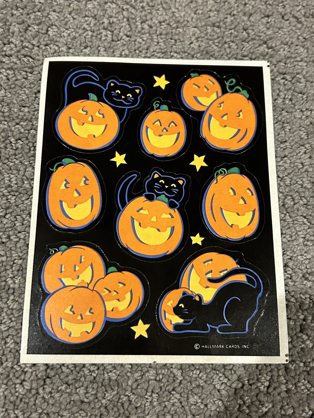 Vintage Hallmark Halloween Black Cats Jack O Lanterns Sticker Sheet