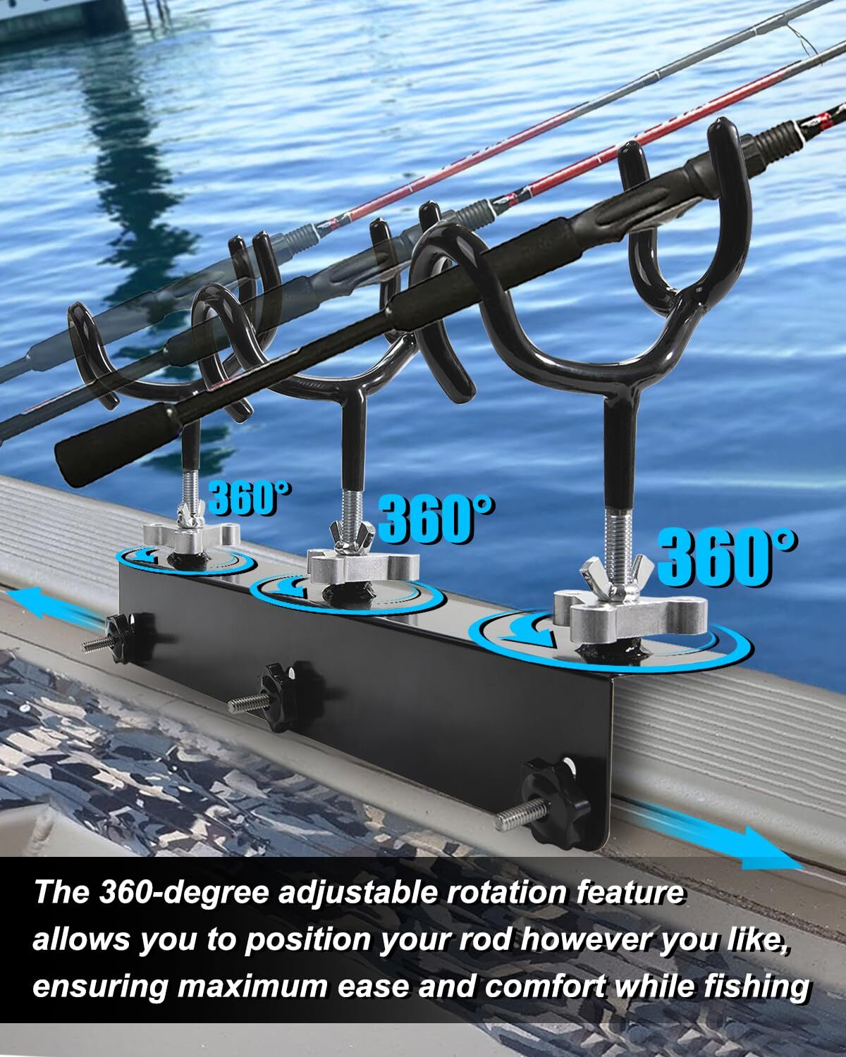 Boat Track System Rod Holder with Power Lock and Track Adapter