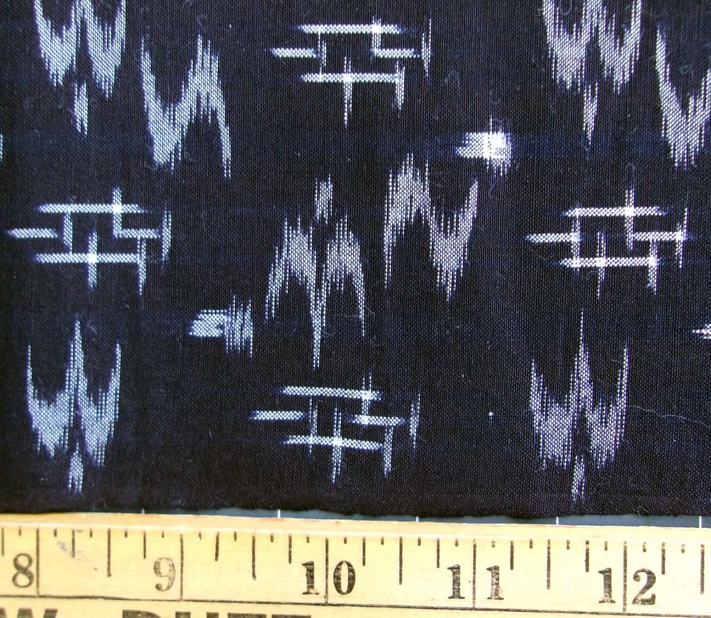 BTY 1 Yard Japanese Kimono Fabric KURUME KASURI Hand Woven Indigo Blue Black
