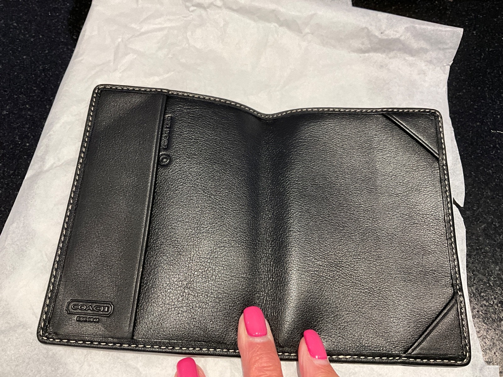 NEW Coach Soft Black Leather Passport Case /Holder