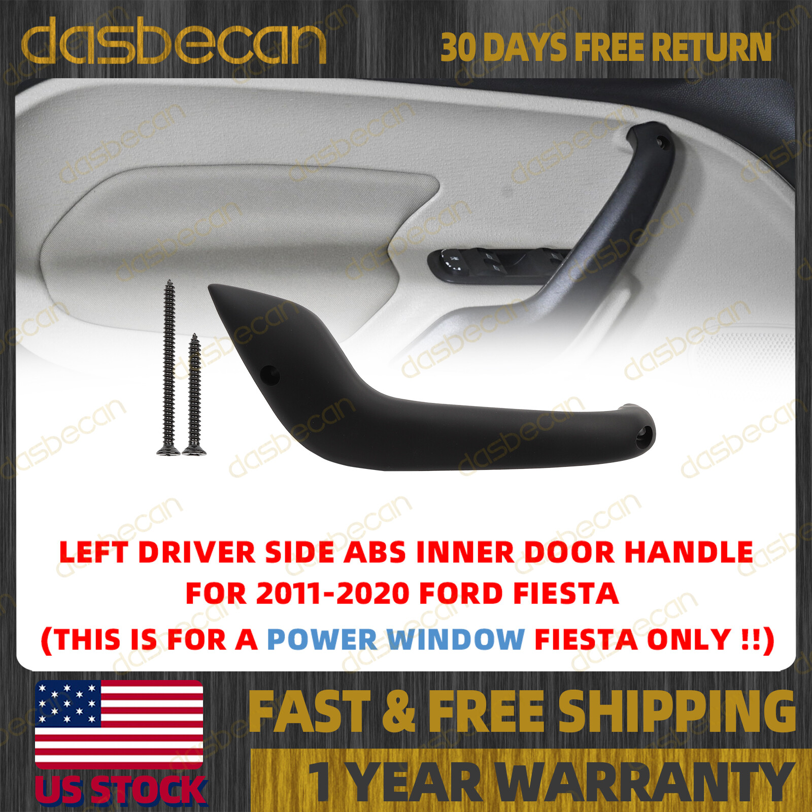 Left Driver Inner Side Door Pull Handle For Ford Fiesta 2011- 2020 Power Window