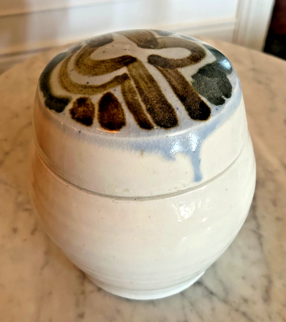 Large Porcelain Jar with Lid by Iowa Potter Clary Ilian, 1970's, signed