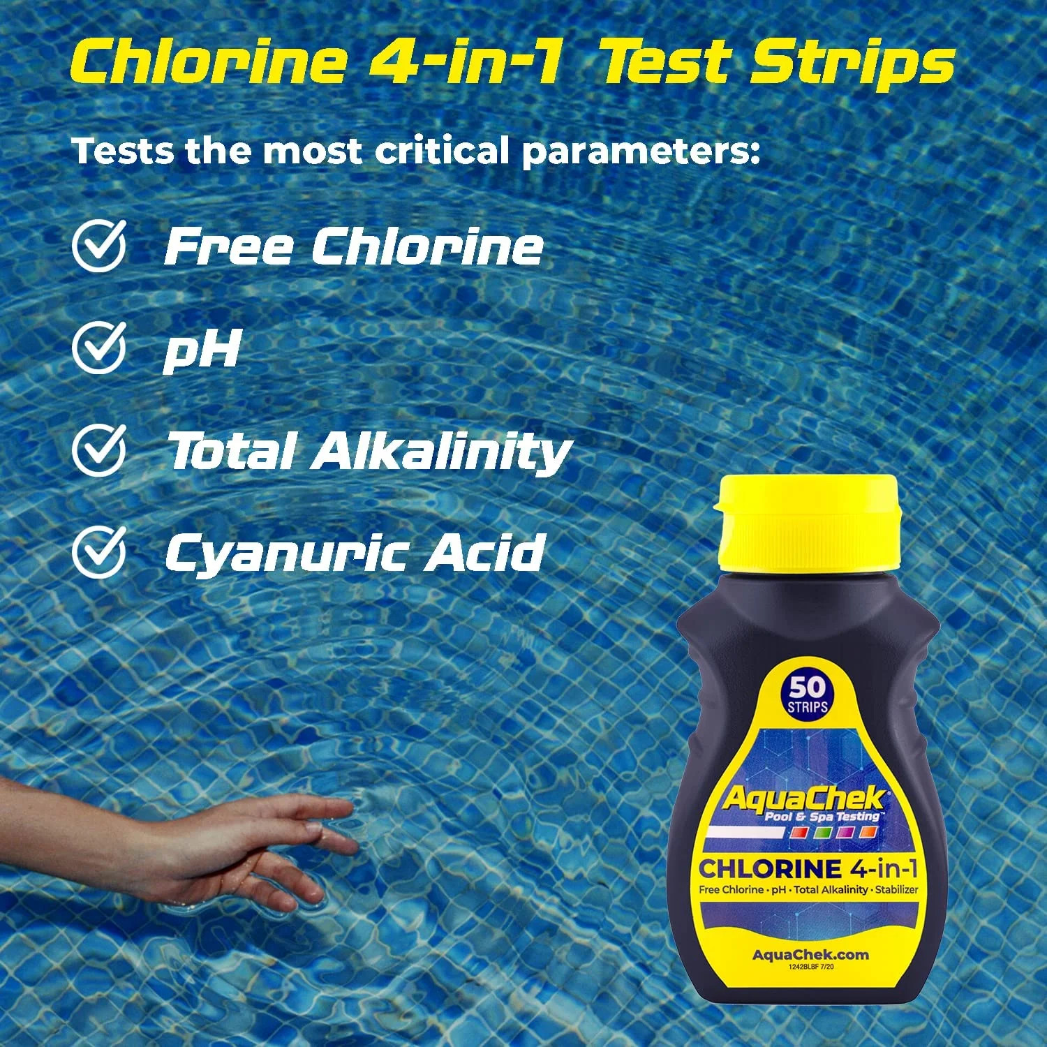 AquaChek Yellow 4-in-1 Pool & Spa Test Strips - 50 count (Pack of 4)