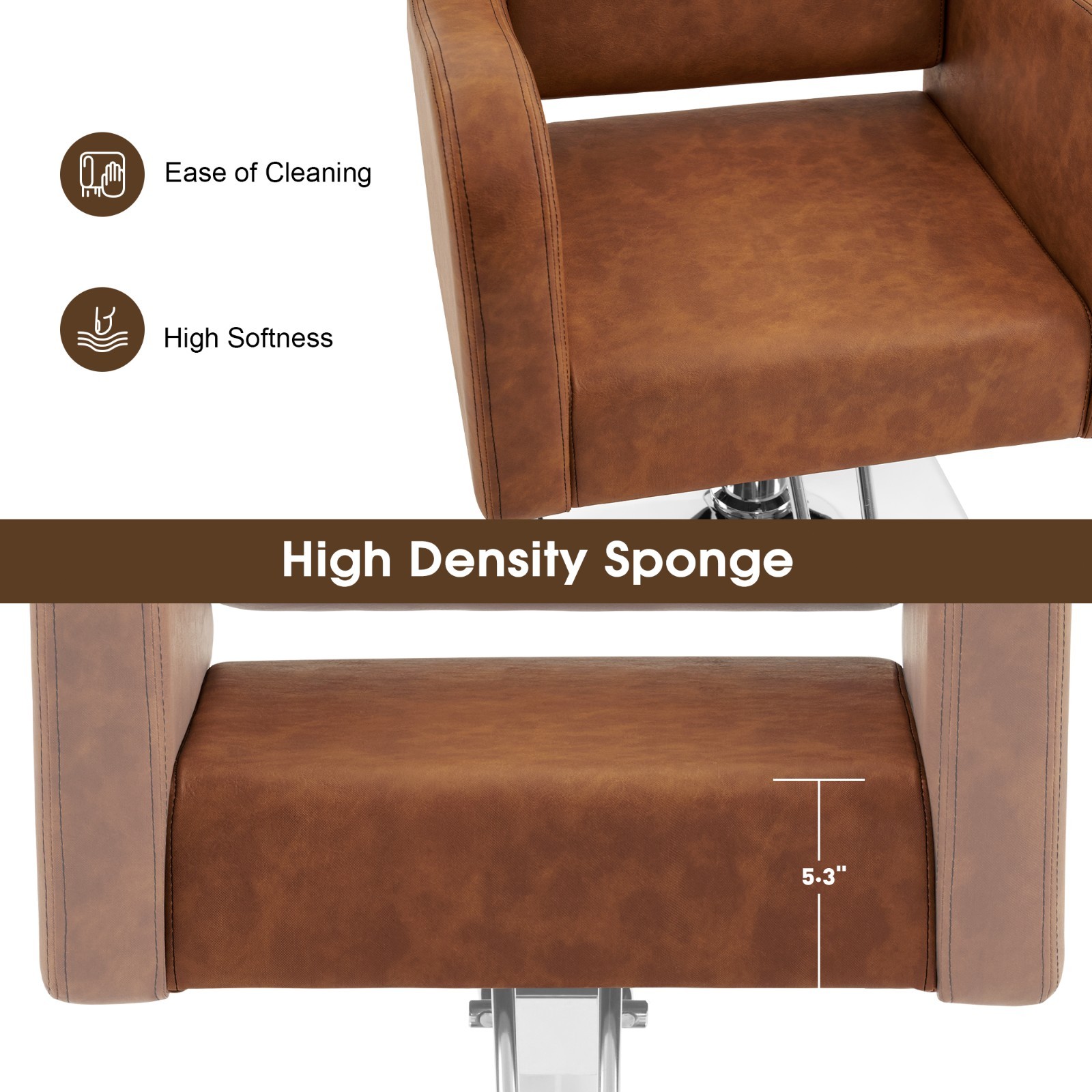 BarberPub Salon Chair for Hair Stylist, Hydraulic Barber Styling Chair Brown3802