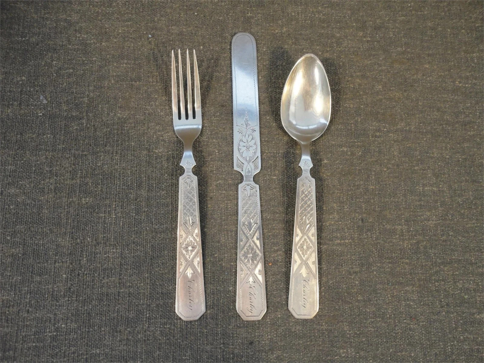 Rare Antique Chicago Coin Silver 3pc Flatware Set – N.W.S.W. MFG. CO. (c. 1867)