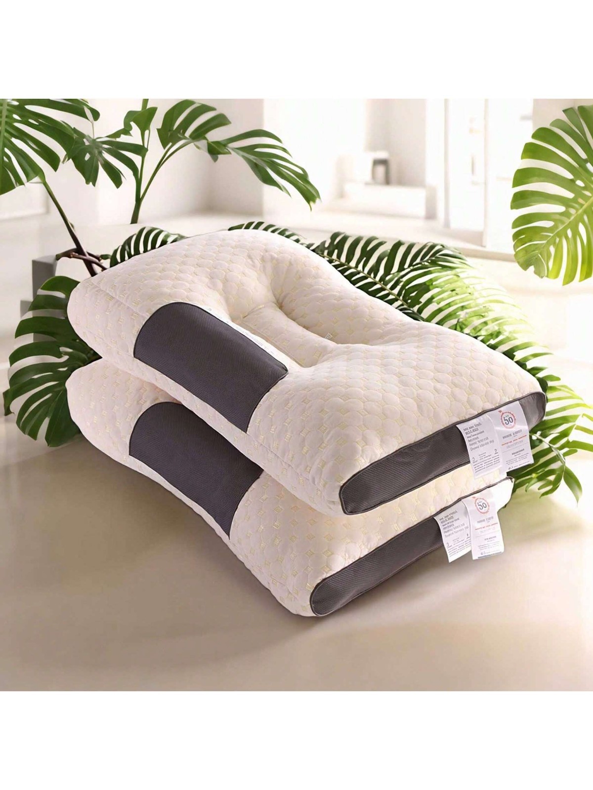 2 PCS Ergonomic Neck Pillow Massage Adjustable Soft Sleeping Pillow 100% UPGRADE