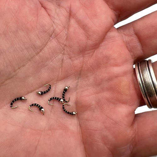 ZEBRA MIDGE Bead Head Nymph, Black - Fly Fishing Trout Bluegill Panfish Flies