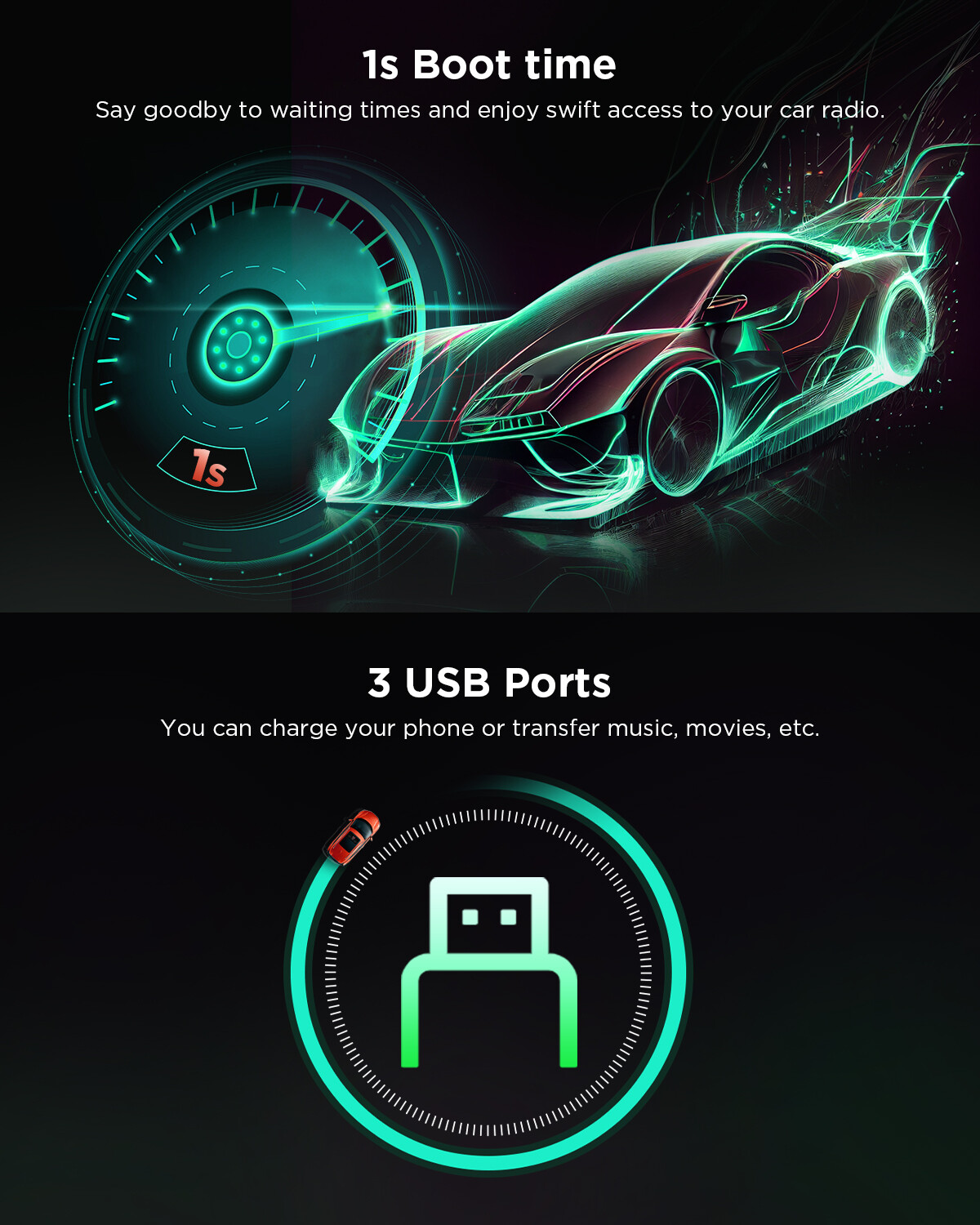 Eonon UA13 Android 13 Double 2Din 7" IPS Car Stereo Radio GPS CarPlay Audio WiFi