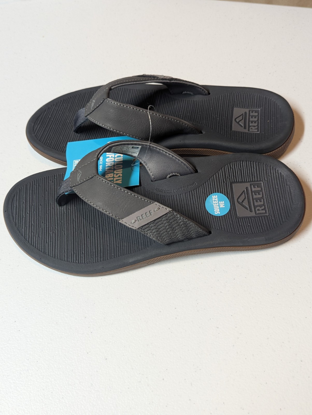 Reef Santa Ana Mens Size 8 Grey Flip Flop Sandals Cushion Comfort New NWT