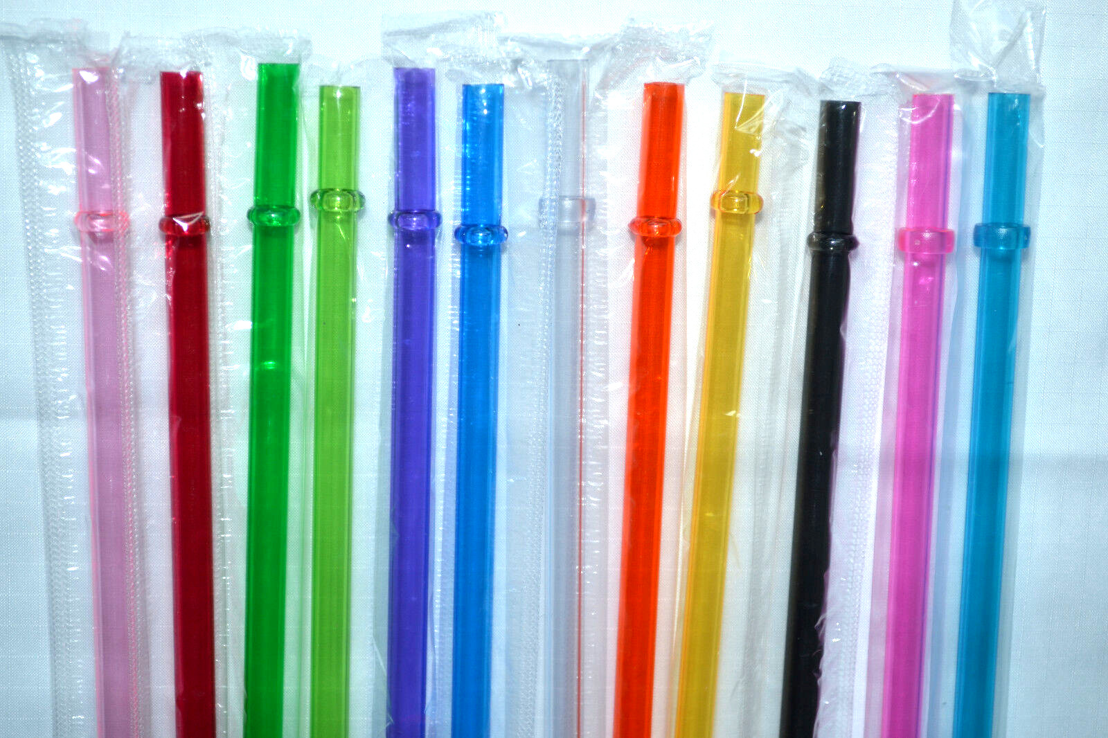 Reusable Straws Clear Solid Colors Plastic Acrylic 9” Rings BPA Free Sealed #2