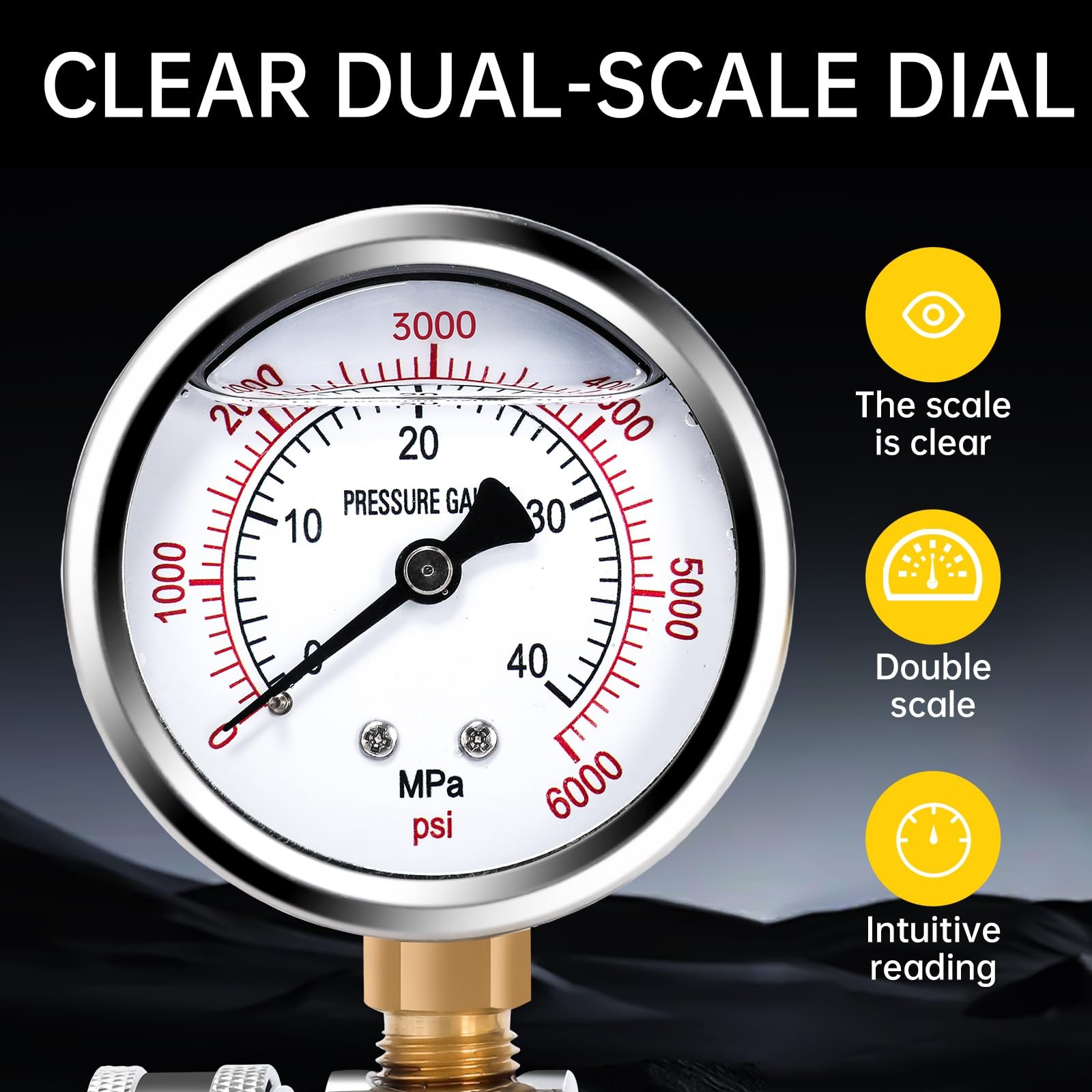 Pressure Washer Gauge 3/8 Inch Quick Connect Heavy-Duty New
