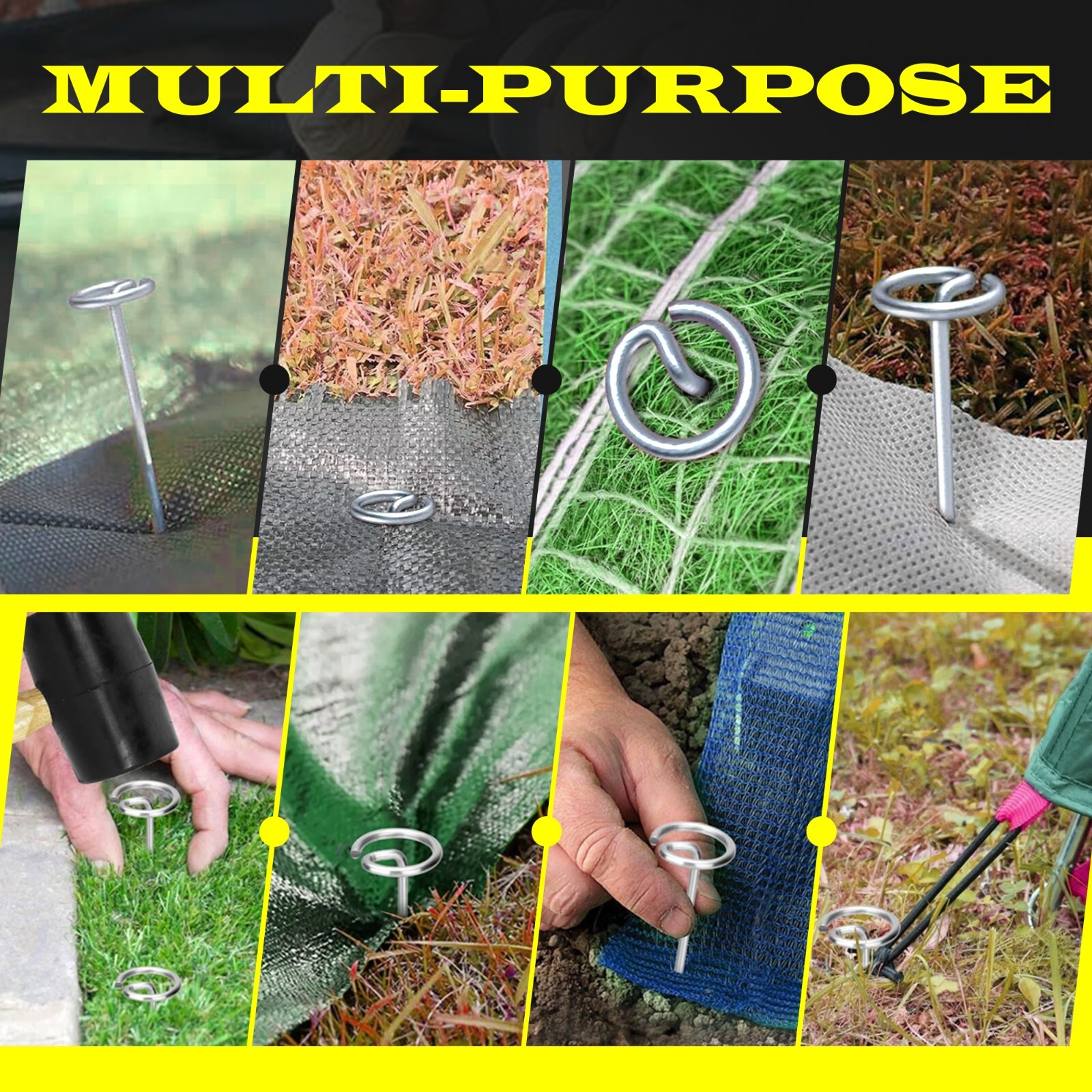 6 Inches Circle Top Pins 8 Gauge STRONG Galvanized Landscape Staples Fabric SOD