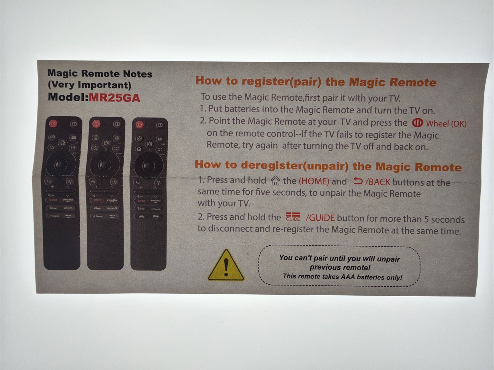 LG Magic Voice TV Remote Control MR25GA For 2019-2026 4k OLED QNED NANO UHD HD