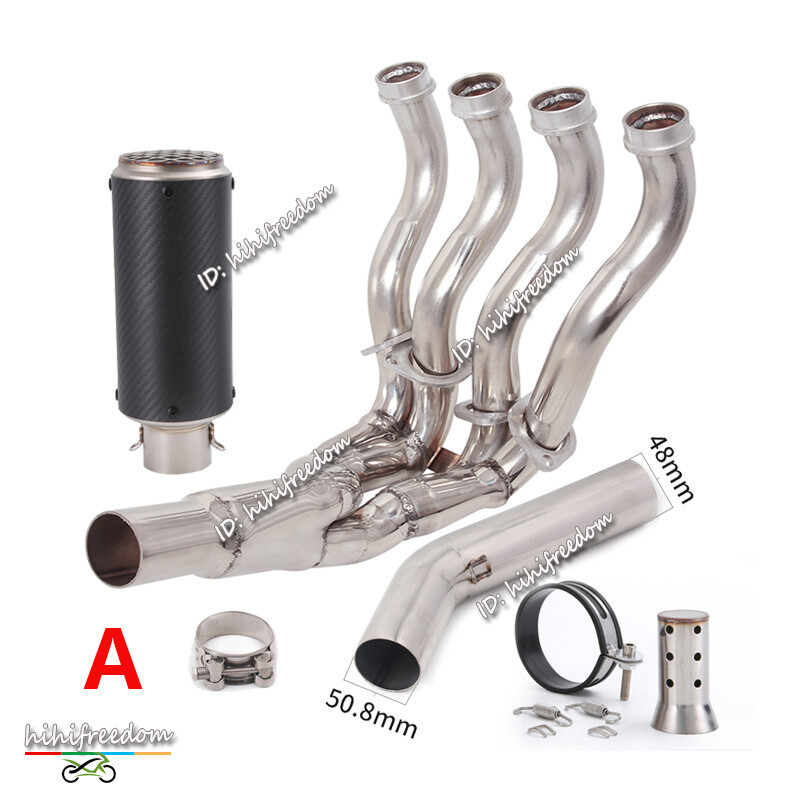 Full Set Exhaust Front Mid Pipe Carbon Muffler For Suzuki GSXR 600 750 2006-2007