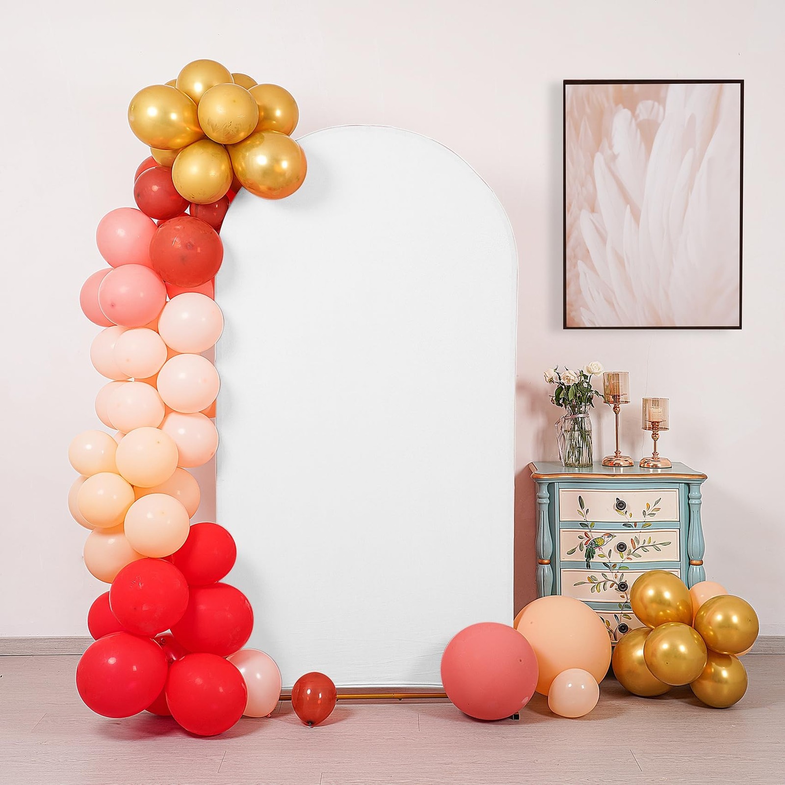 Peomeise 6.6FT Wedding Arch Cover，White Arch Backdrop Cover Stretchy Span