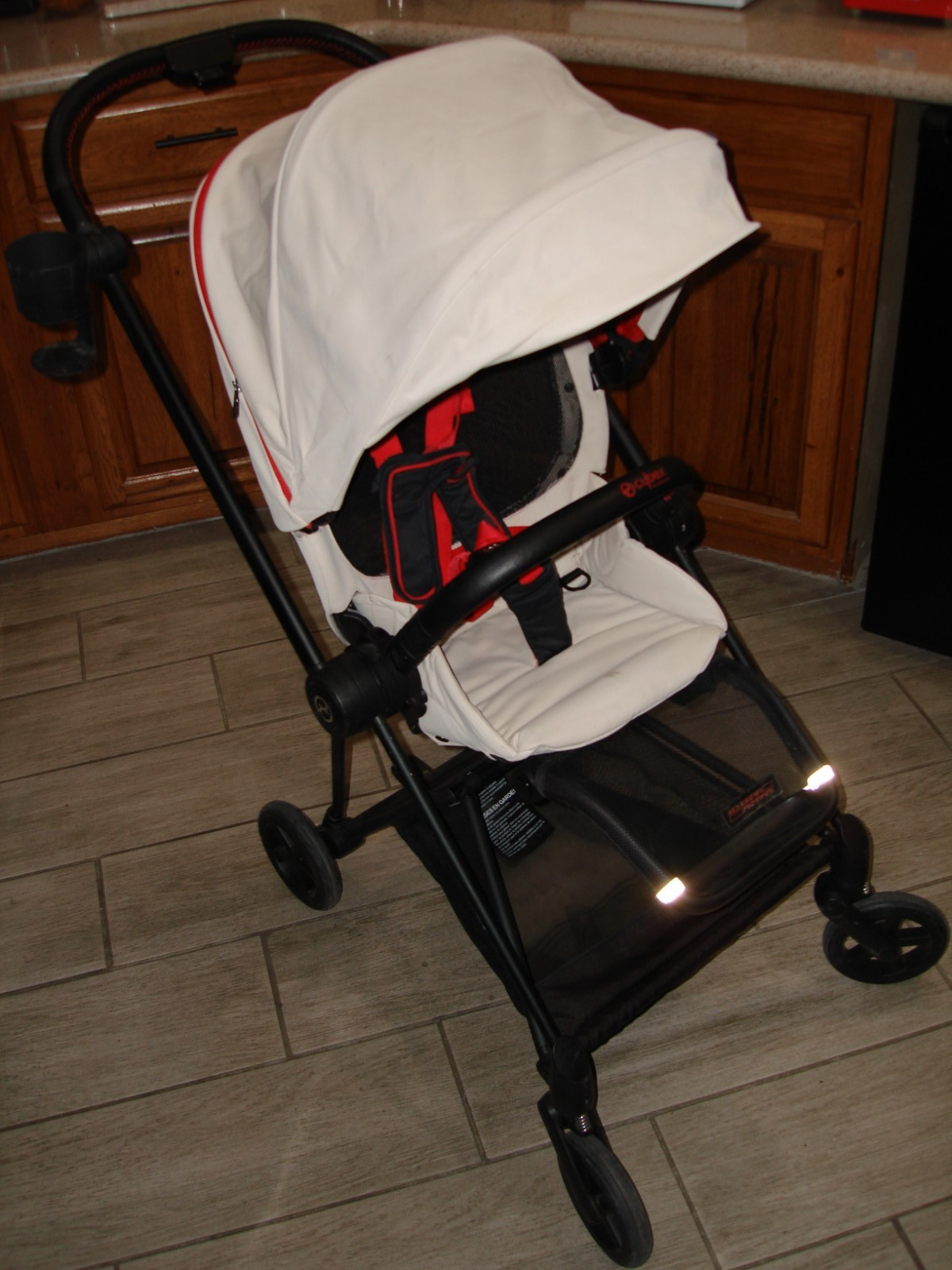 Cybex Platinum MIOS FERRARI Stroller Creme, Red, Black EUC