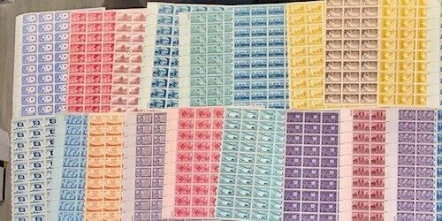 TEN MIXED ~ U.S. MINT SHEETS 1945-1958 Most 3₵ Sheets MNH F-XF - ORIGINAL Owner