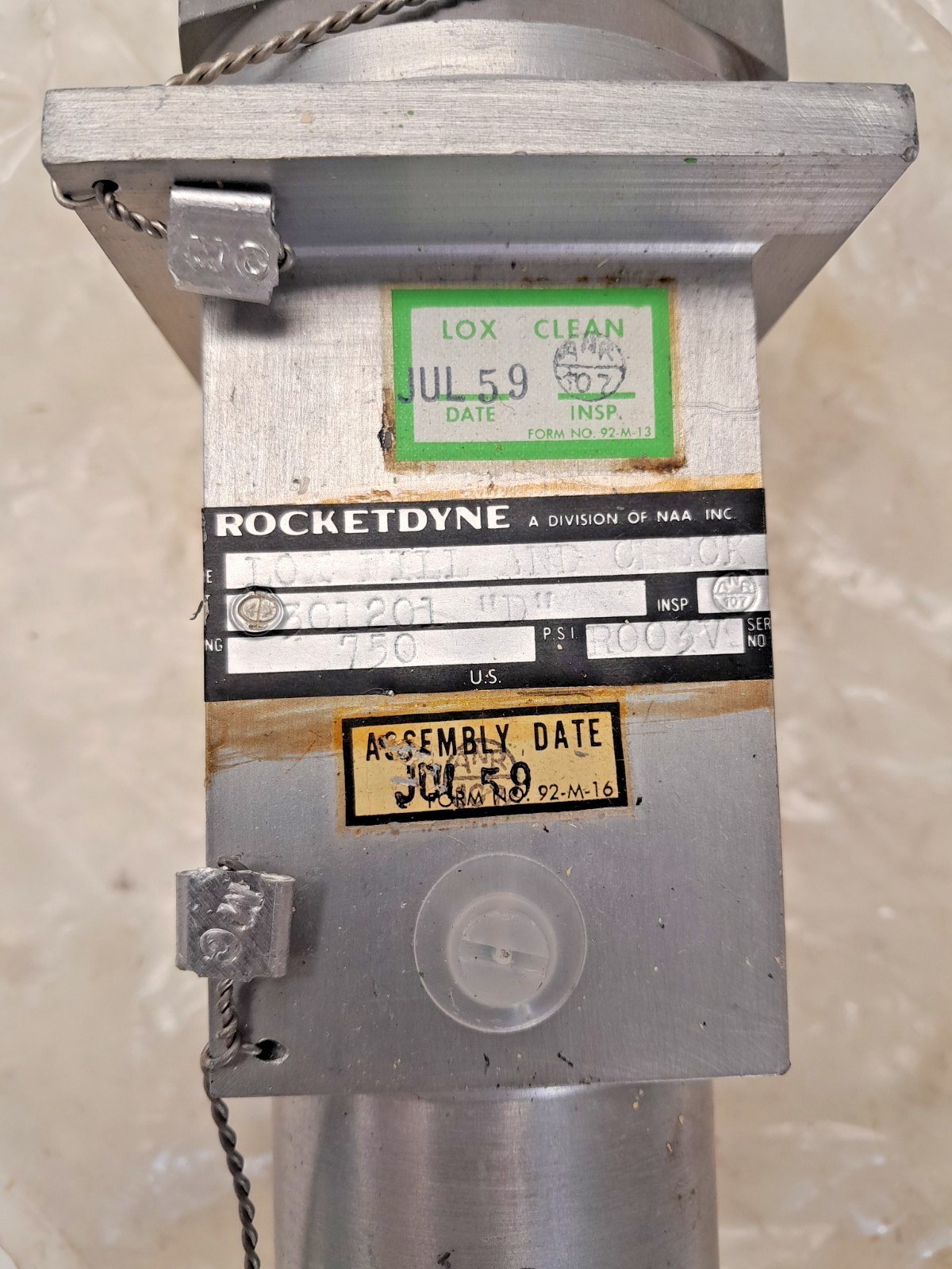 Surplus NOS Rocketdyne Liquid Oxygen LOX Fill and Check Valve Rocket Engine NASA