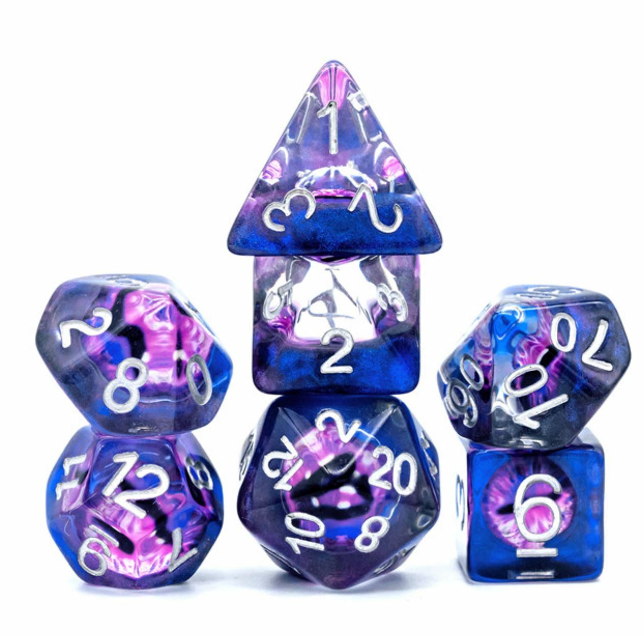 Purple Demon's Eye Polyhedral RPG Dice Set for DnD Pathfinder