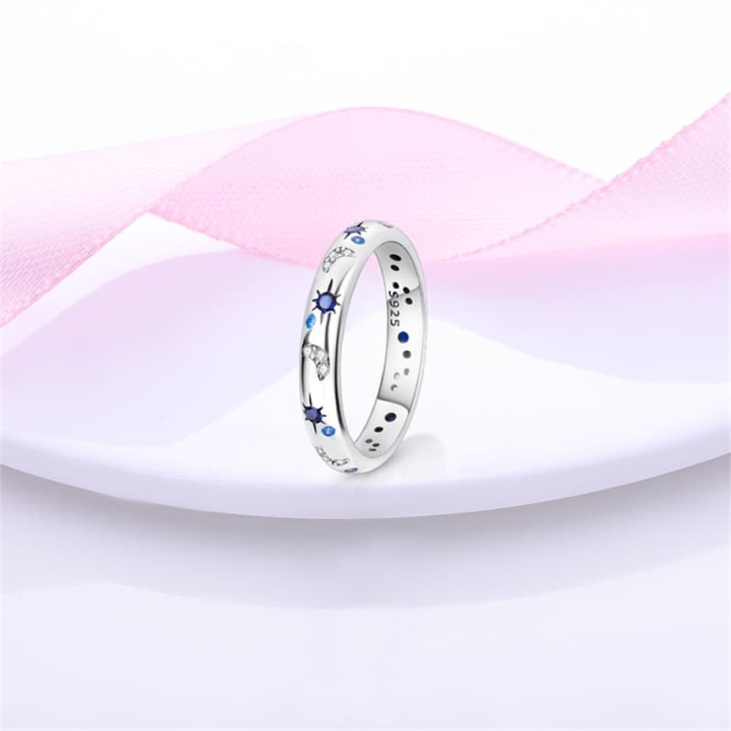 KUNSIR 925 Sterling Silver Celestial Sparkle Ring For Women Men Jewelry Gifts