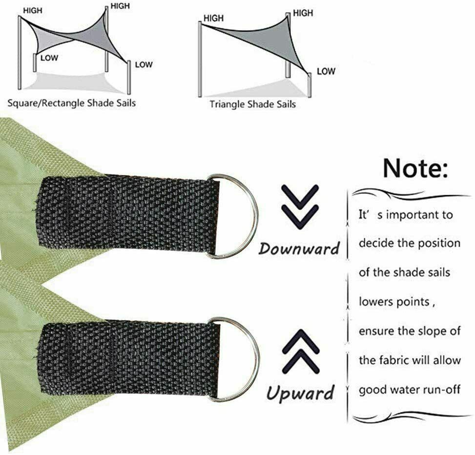 10x10x10 FT Sun Shade Sail Triangle UV Block Durable Awning Canopy Waterproof