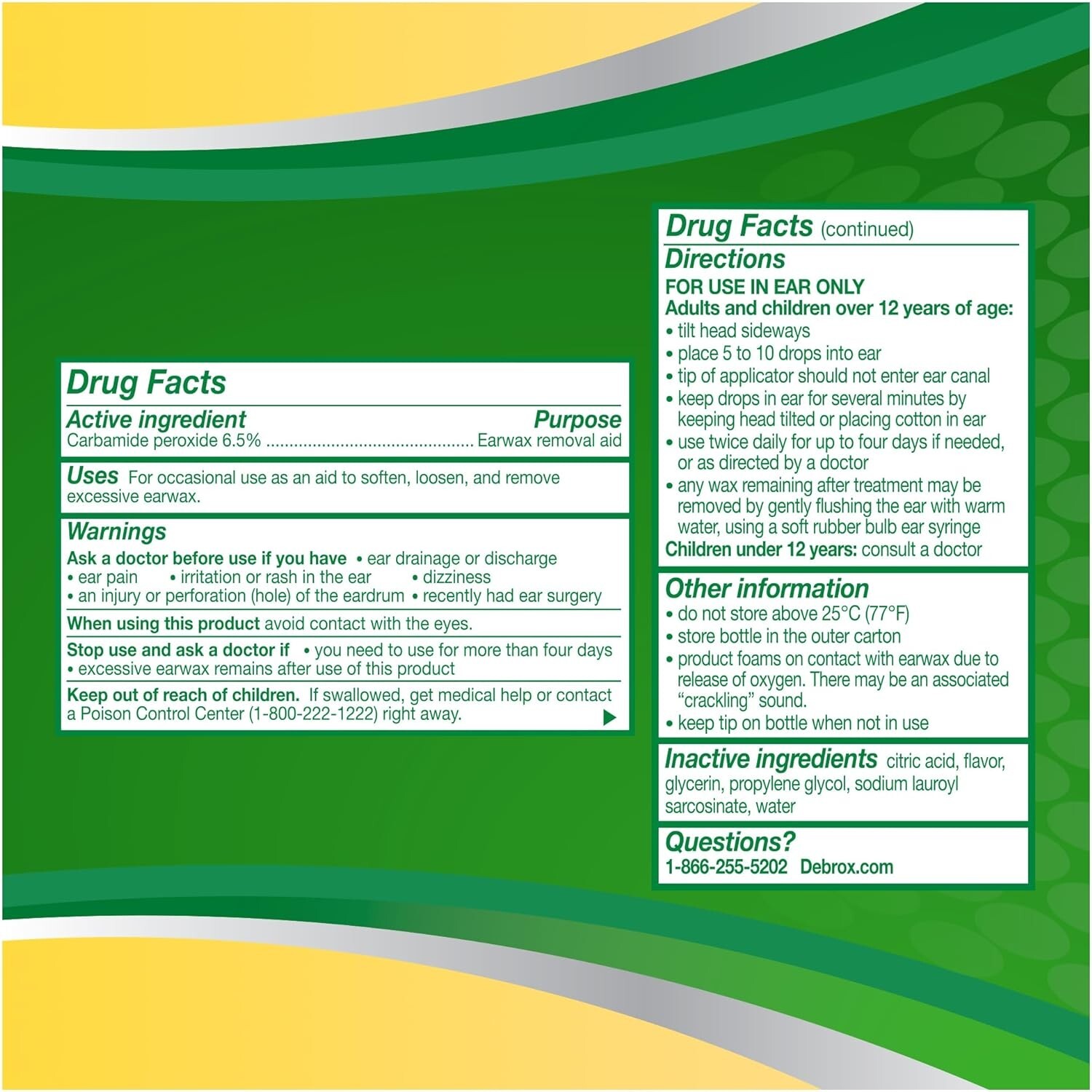 Debrox Ear Wax Removal Drops, Gentle Microfoam Ear Wax Remover, 0.5 Fl Oz Pack